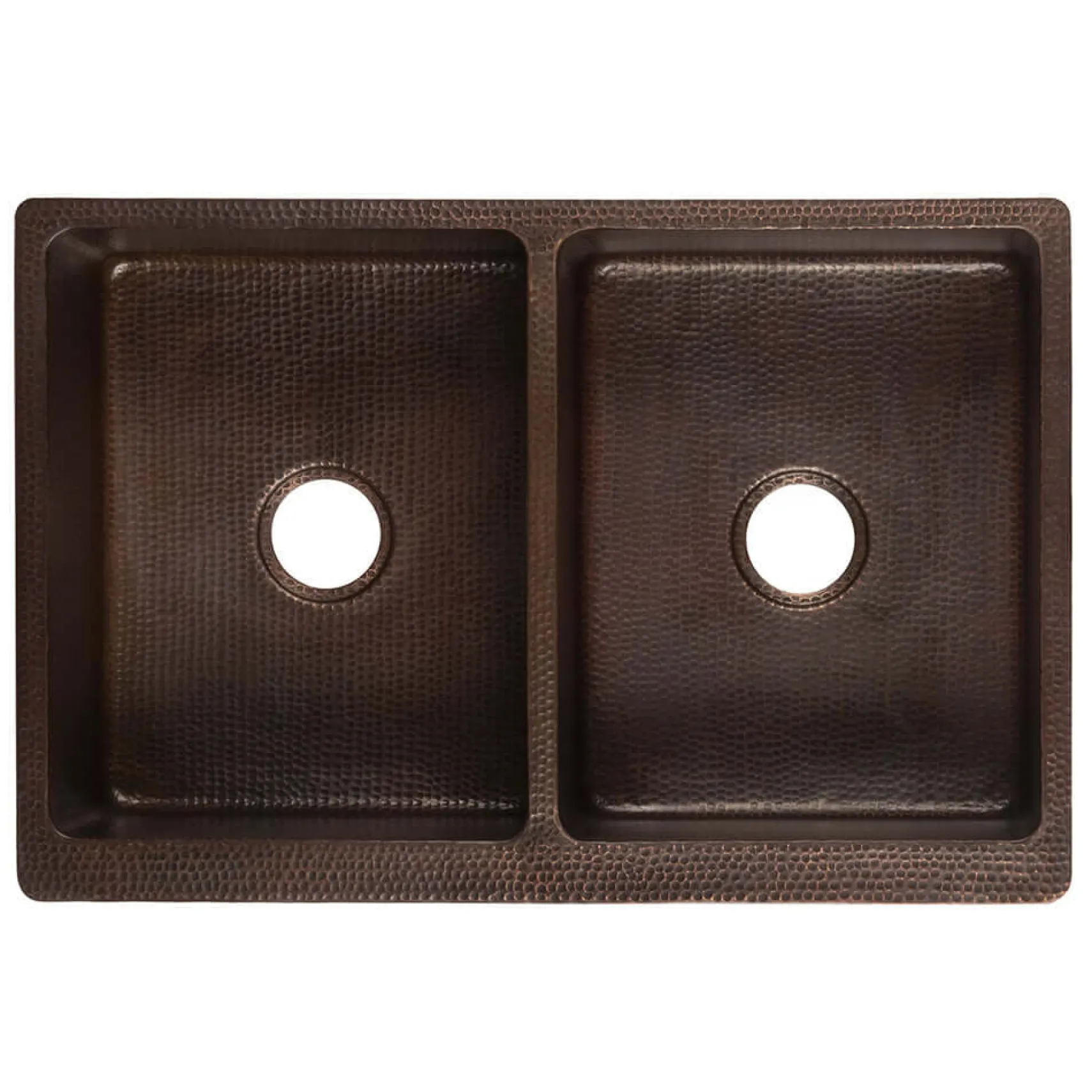Premier Copper Products 33" Copper Farmhouse Sink, 50/50 Double Bowl, Oil Rubbed Bronze, KA50DB33229S