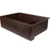 Premier Copper Products 33" Copper Farmhouse Sink, 60/40 Double Bowl, Oil Rubbed Bronze, KA60DB33229-SD5