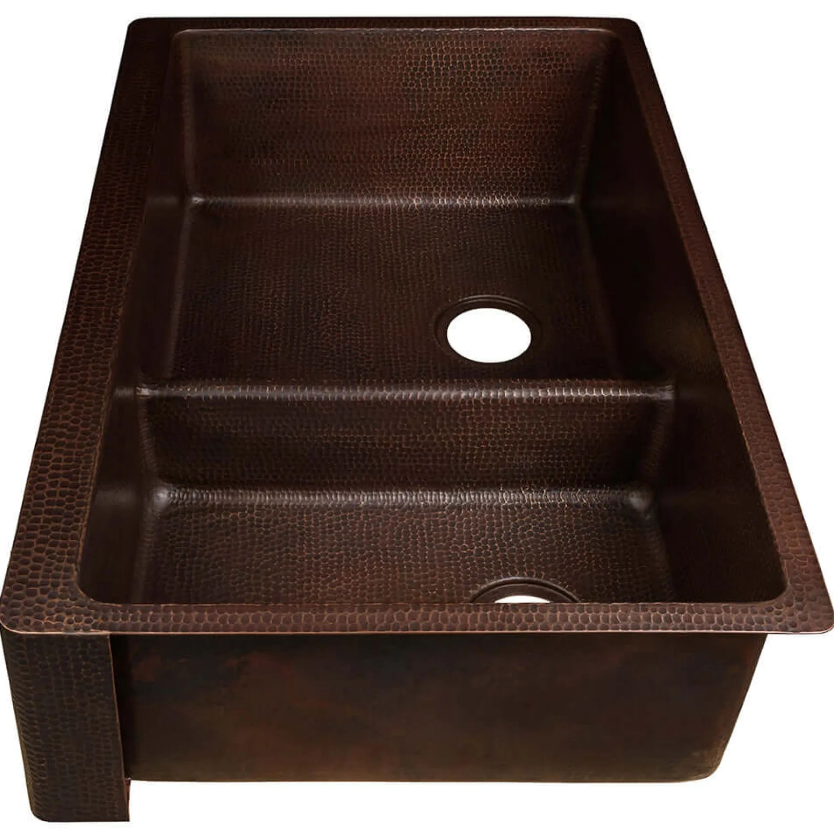 Premier Copper Products 33" Copper Farmhouse Sink, 60/40 Double Bowl, Oil Rubbed Bronze, KA60DB33229-SD5