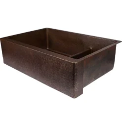 Premier Copper Products 33" Copper Farmhouse Sink, 70/30 Double Bowl, Oil Rubbed Bronze, KA70DB33229-SD5