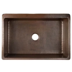 Premier Copper Products 33" Copper Farmhouse Sink, Oil Rubbed Bronze and Nickel, KASDB33229G-NB