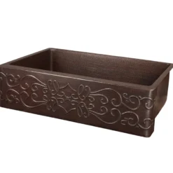 Premier Copper Products 33" Copper Farmhouse Sink, Oil Rubbed Bronze, KASDB33229S