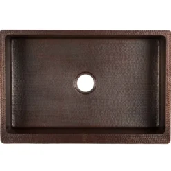 Premier Copper Products 33" Copper Farmhouse Sink, Oil Rubbed Bronze, KASDB33229S