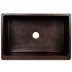 Premier Copper Products 33" Copper Farmhouse Sink, Oil Rubbed Bronze, KASDB33229R