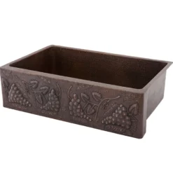 Premier Copper Products 33" Copper Farmhouse Sink, Oil Rubbed Bronze, KASDB33229G