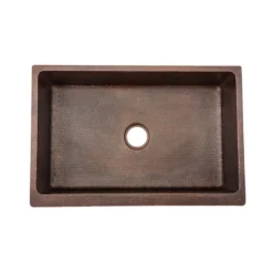 Premier Copper Products 33" Copper Farmhouse Sink, Oil Rubbed Bronze, KASDB33229G