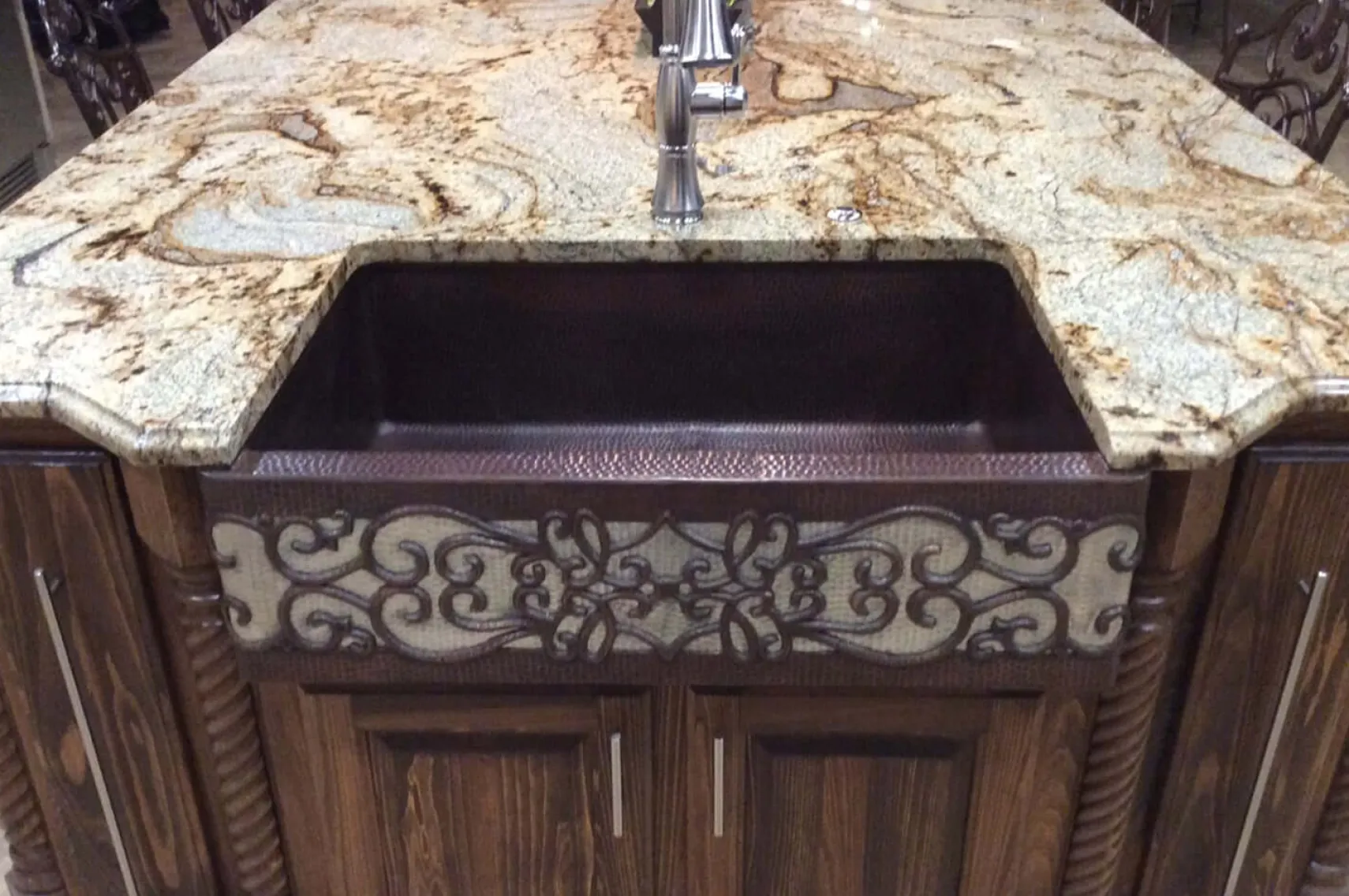 Premier Copper Products 33" Copper Farmhouse Sink, Oil Rubbed Bronze and Nickel, KASDB33229S-NB