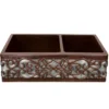 Premier Copper Products 33" Copper Farmhouse Sink, 60/40 Double Bowl, Oil Rubbed Bronze and Nickel, KA60DB33229S-NB