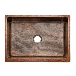 Premier Copper Products 30" Copper Farmhouse Sink, Oil Rubbed Bronze, KASDB30229