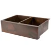 Premier Copper Products 33" Copper Farmhouse Sink, 50/50 Double Bowl, Oil Rubbed Bronze, KA50DB33229