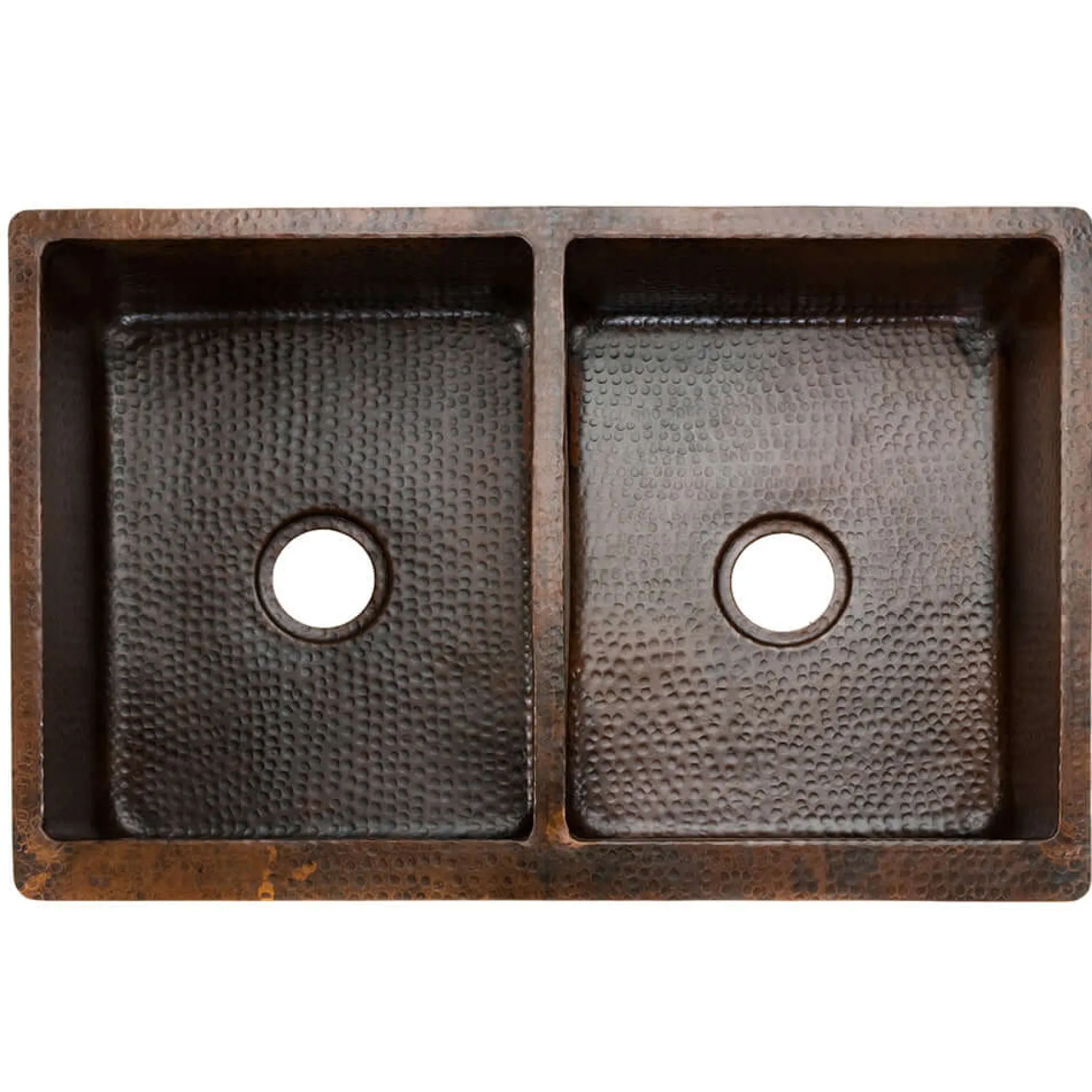 Premier Copper Products 33" Copper Farmhouse Sink, 50/50 Double Bowl, Oil Rubbed Bronze, KA50DB33229