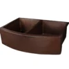 Premier Copper Products 33" Copper Farmhouse Sink, 50/50 Double Bowl, Oil Rubbed Bronze, KA50RDB33249