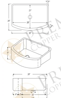 Premier Copper Products 30" Copper Farmhouse Sink, Oil Rubbed Bronze, KASRDB30249