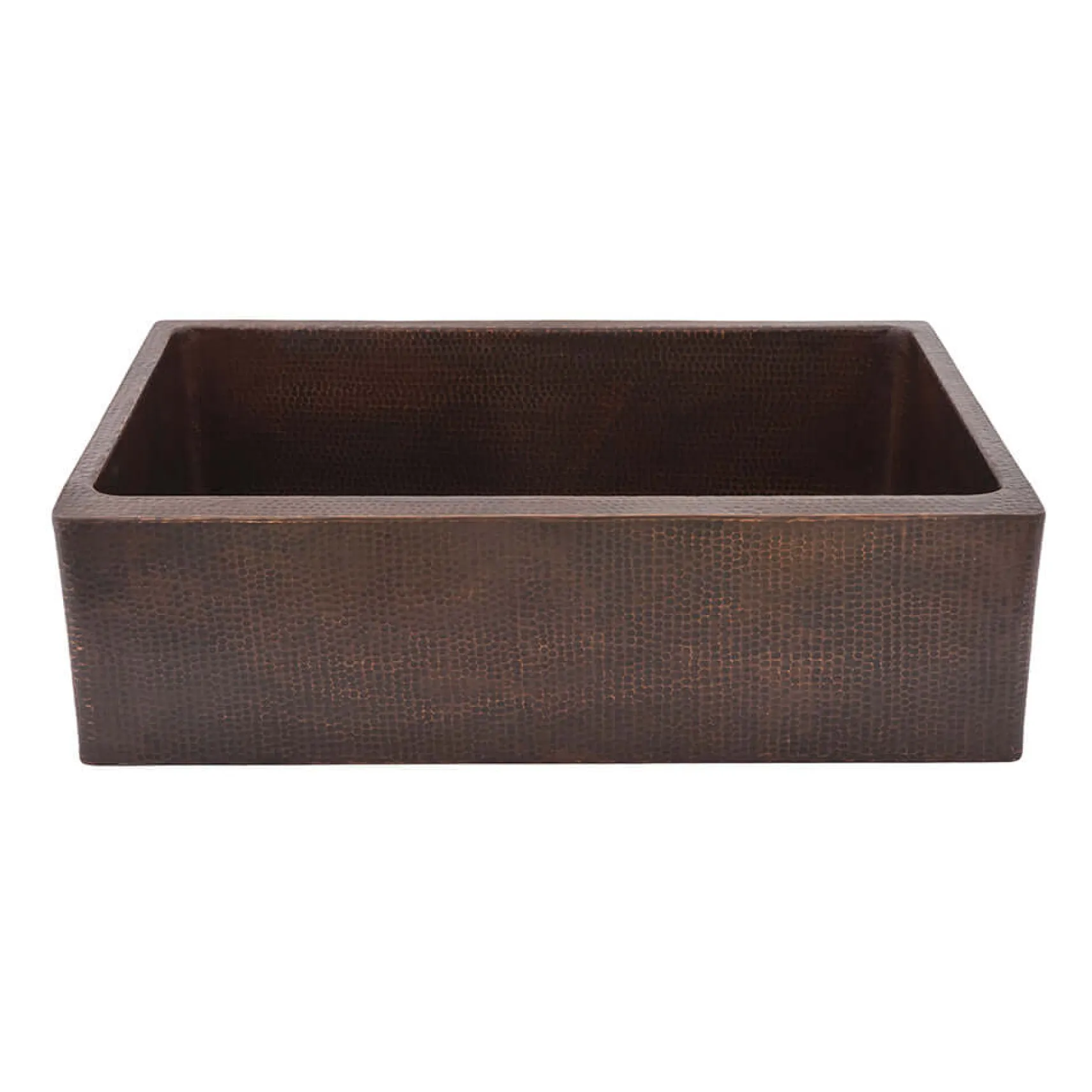 Premier Copper Products 33" Hammered Copper Kitchen Apron Single Basin Farmhouse Sink with Matching Drain, and Accessories, Oil Rubbed Bronze, KSP3_KASDB33229