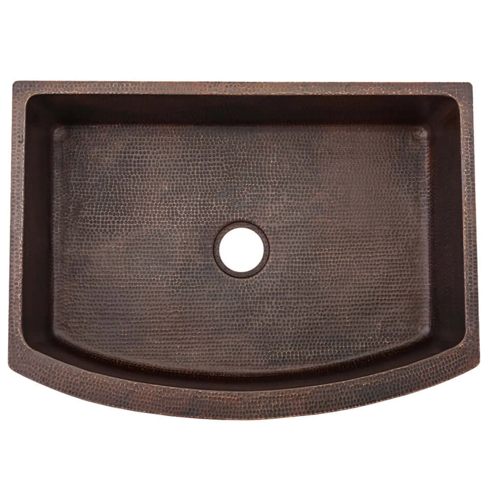 Premier Copper Products 30" Hammered Copper Kitchen Rounded Apron Single Basin Farmhouse Sink with Matching Drains, and Accessories, Oil Rubbed Bronze, KSP3_KASRDB30249