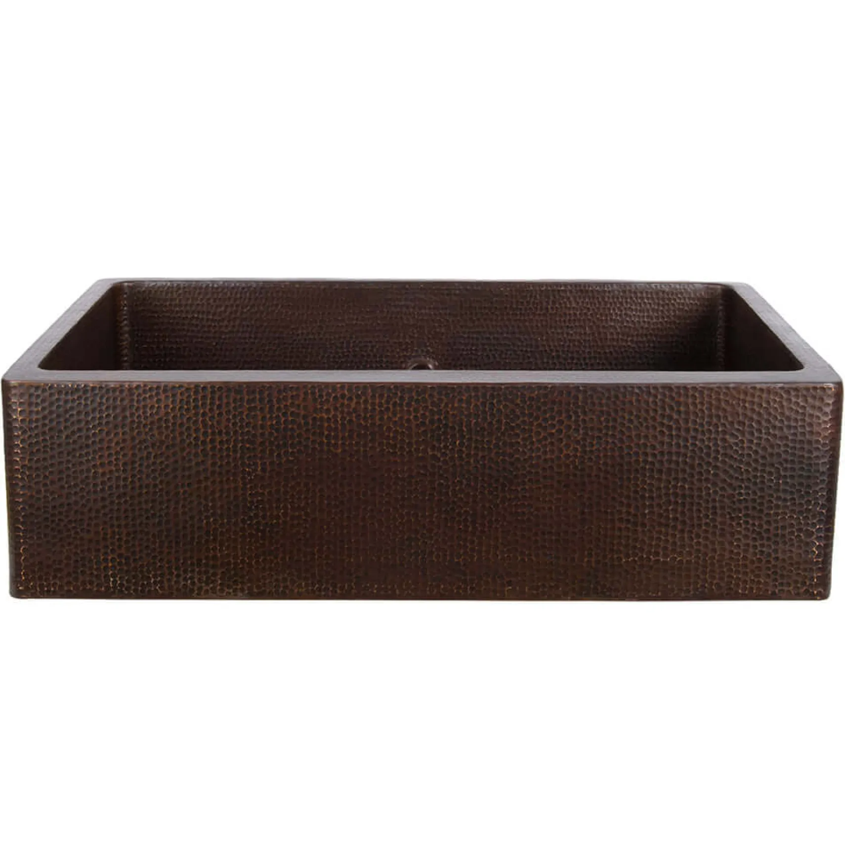 Premier Copper Products 33" Hammered Copper Kitchen Apron 50/50 Double Basin Farmhouse Sink with Short 5" Divider w/ Matching Drains and Accessories, Oil Rubbed Bronze, KSP3_KA50DB33229-SD5