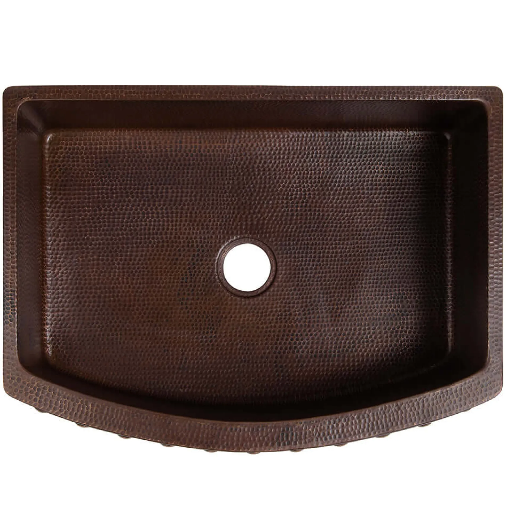 Premier Copper Products 33" Hammered Copper Kitchen Rounded Apron Single Basin Farmhouse Sink with Barrel Strap Design w/ Matching Drain and Accessories, Oil Rubbed Bronze, KSP3_KASRDB33249BS