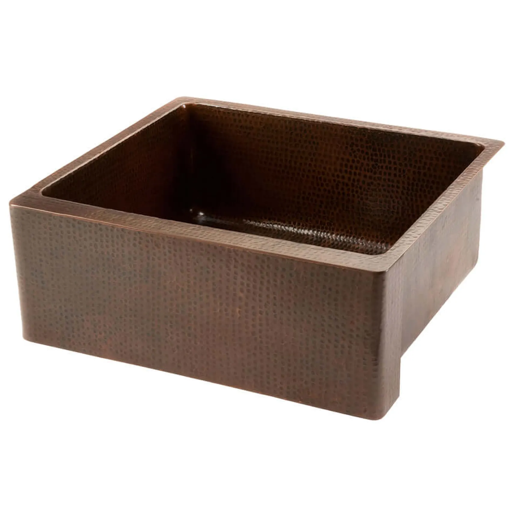 Premier Copper Products 25" Hammered Copper Kitchen Apron Single Basin Farmhouse Sink with Matching Drain and Accessorie, Oil Rubbed Bronze, KSP3_KASDB25229