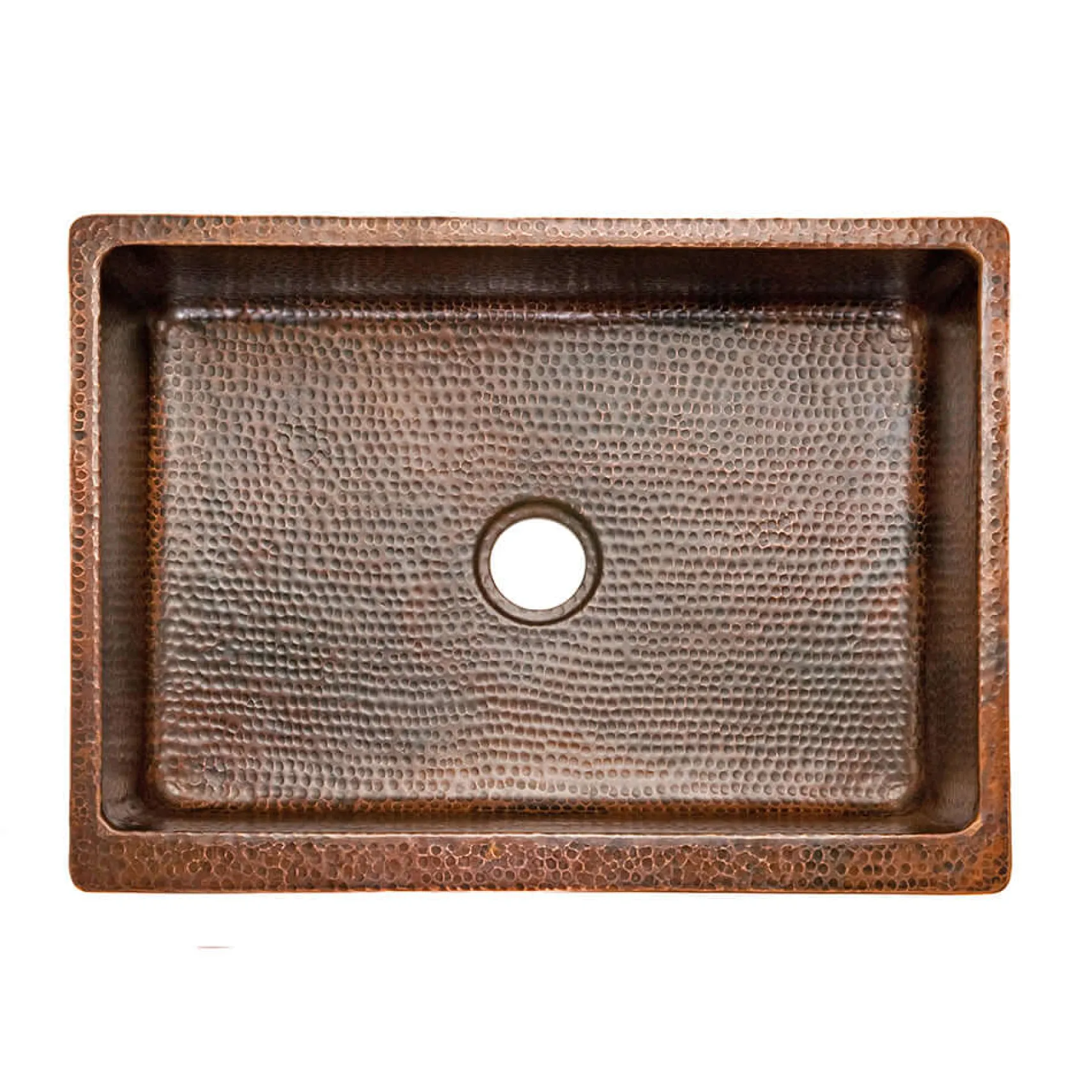 Premier Copper Products 25" Hammered Copper Kitchen Apron Single Basin Farmhouse Sink with Matching Drain and Accessorie, Oil Rubbed Bronze, KSP3_KASDB25229