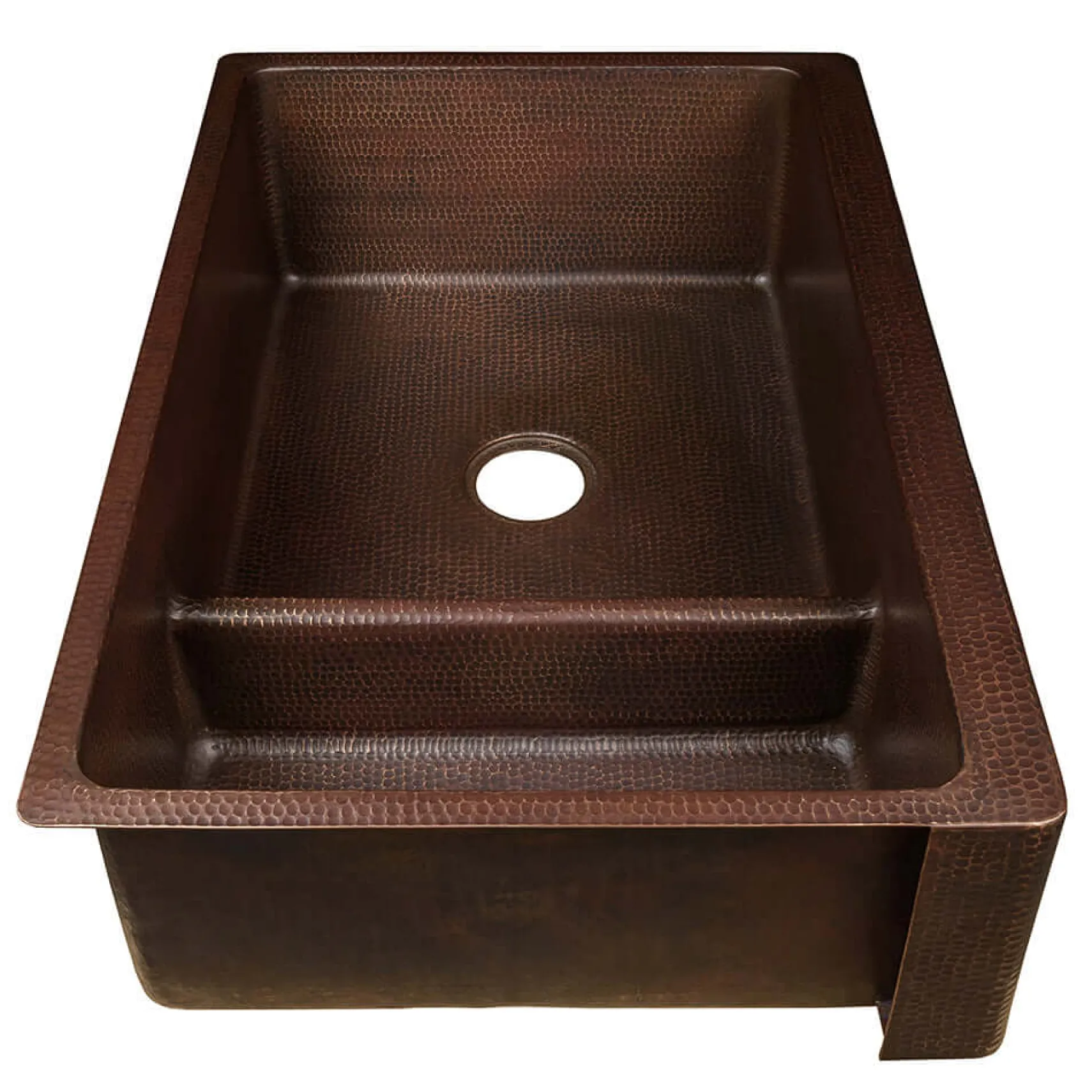 Premier Copper Products 33" Hammered Copper Kitchen Apron 30/70 Double Basin Farmhouse Sink with Short 5" Divider w/ Matching Drains and Accessories, Oil Rubbed Bronze, KSP3_KA30DB33229-SD5