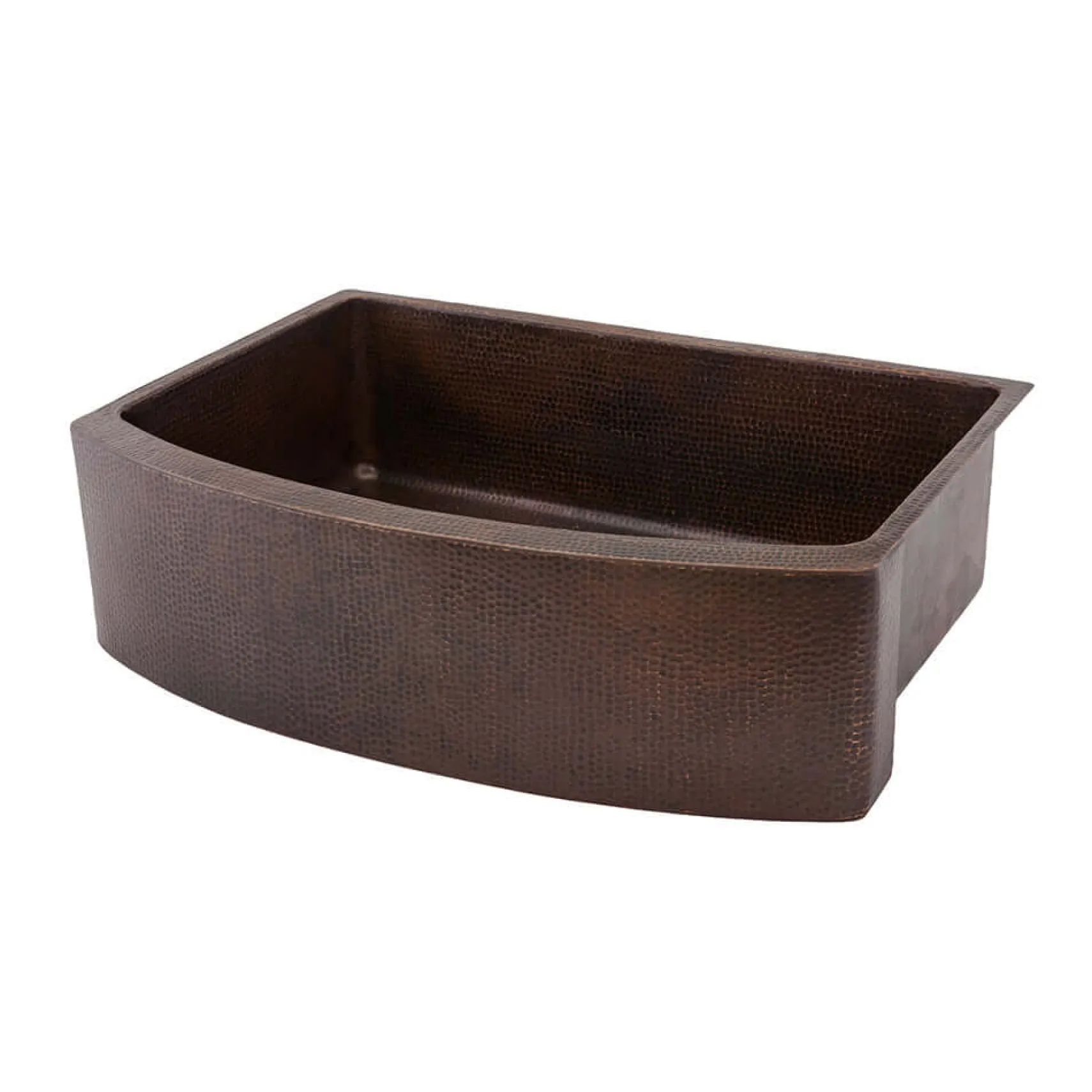 Premier Copper Products 33" Hammered Copper Kitchen Rounded Apron Single Basin Farmhouse Sink with Matching Drain and Accessories, Oil Rubbed Bronze, KSP3_KASRDB33249