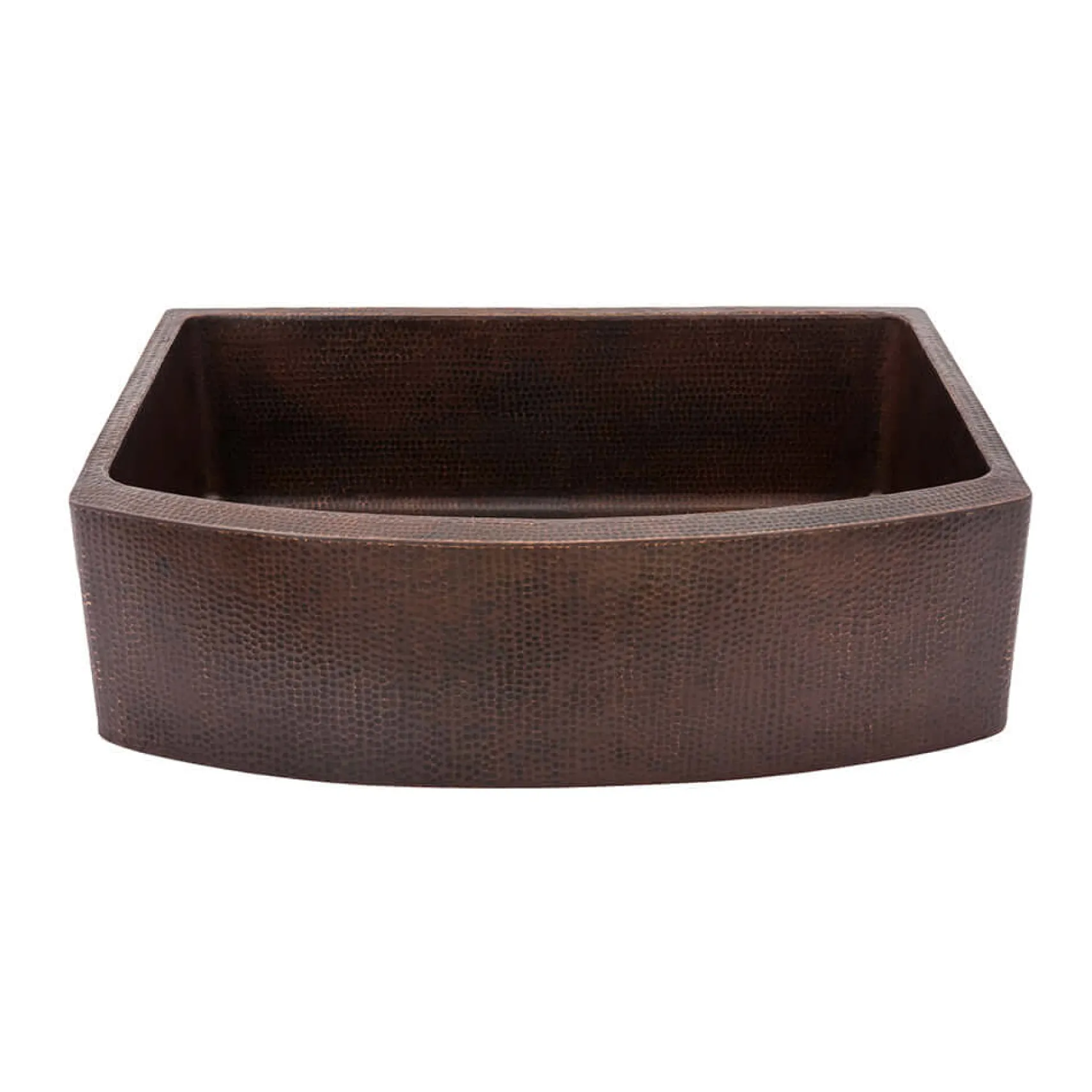 Premier Copper Products 33" Hammered Copper Kitchen Rounded Apron Single Basin Farmhouse Sink with Matching Drain and Accessories, Oil Rubbed Bronze, KSP3_KASRDB33249