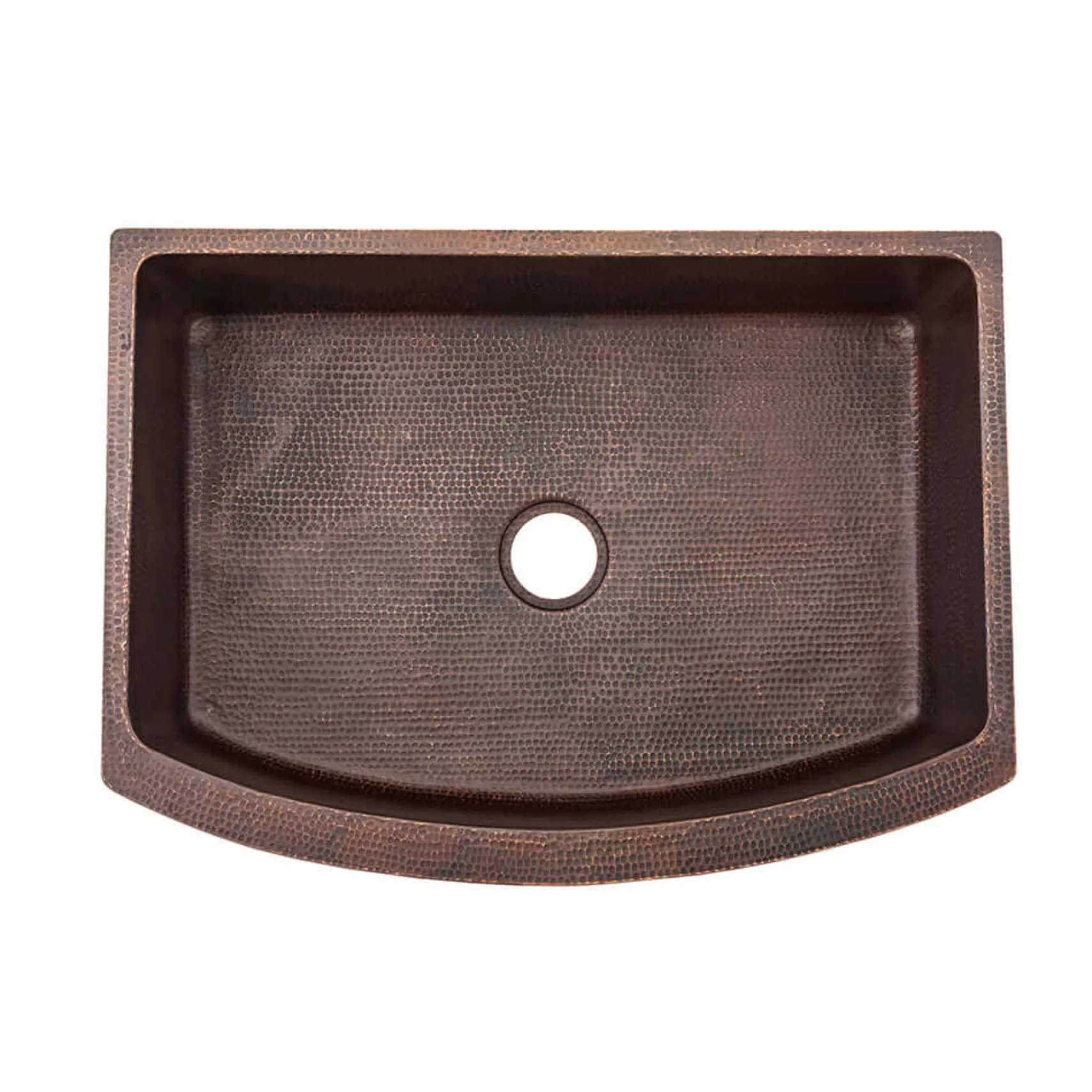 Premier Copper Products 33" Hammered Copper Kitchen Rounded Apron Single Basin Farmhouse Sink with Matching Drain and Accessories, Oil Rubbed Bronze, KSP3_KASRDB33249
