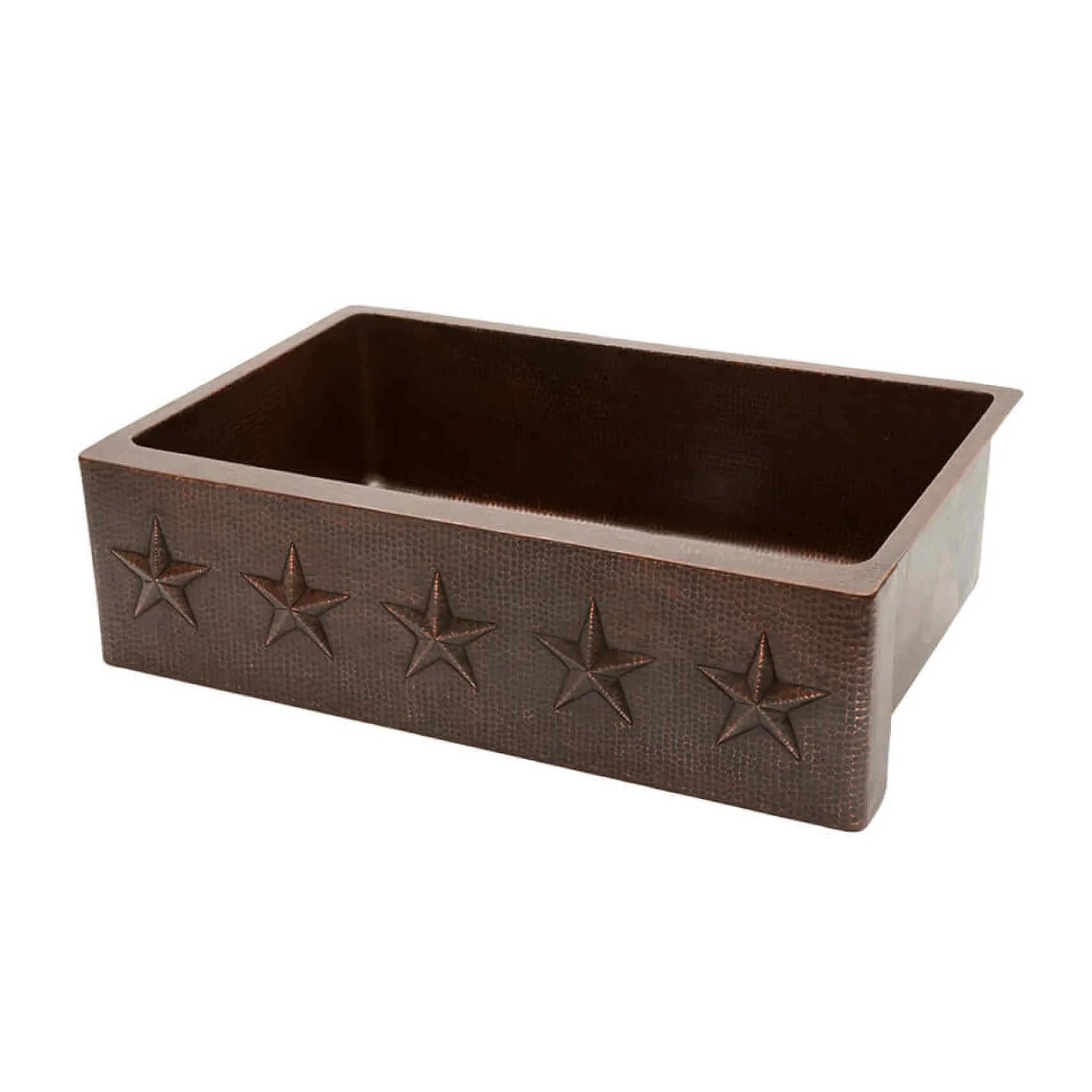 Premier Copper Products 33" Hammered Copper Kitchen Apron Single Basin Farmhouse Sink w/ Star Design with Matching Drain and Accessories, Oil Rubbed Bronze, KSP3_KASDB33229ST