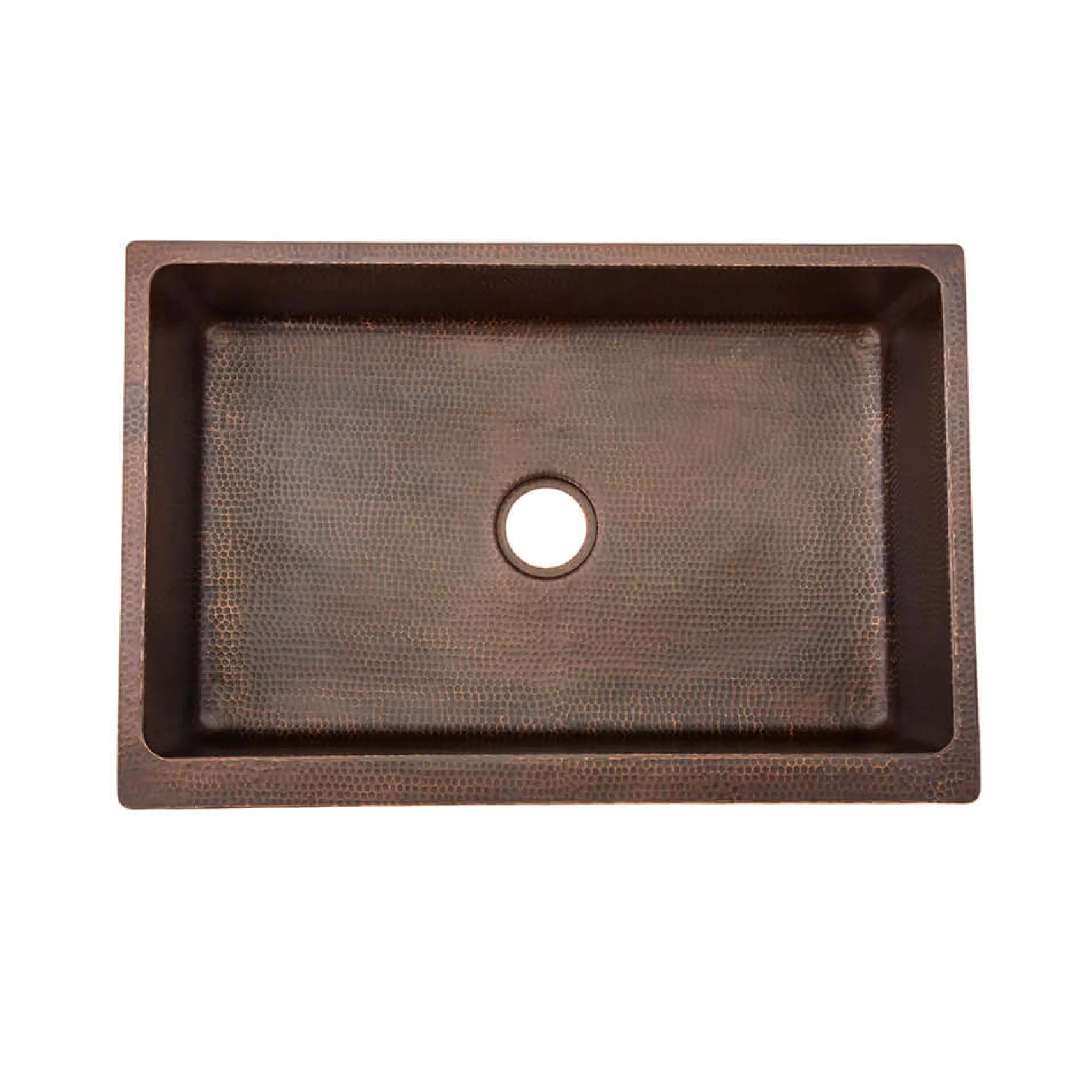 Premier Copper Products 33" Hammered Copper Kitchen Apron Single Basin Farmhouse Sink w/ Star Design with Matching Drain and Accessories, Oil Rubbed Bronze, KSP3_KASDB33229ST