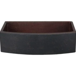 Premier Copper Products 33" Hammered Copper Farmhouse Sink, Glazed Black, 14 Gauge, KASRBLK33249