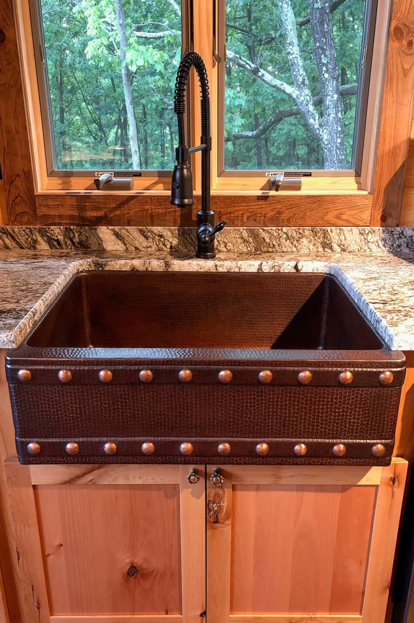 Premier Copper Products 30" Hammered Copper Kitchen Apron Single Basin Farmhouse Sink w/ Barrel Strap Design with Matching Drain and Accessories, Oil Rubbed Bronze, KSP3_KASDB30229BS