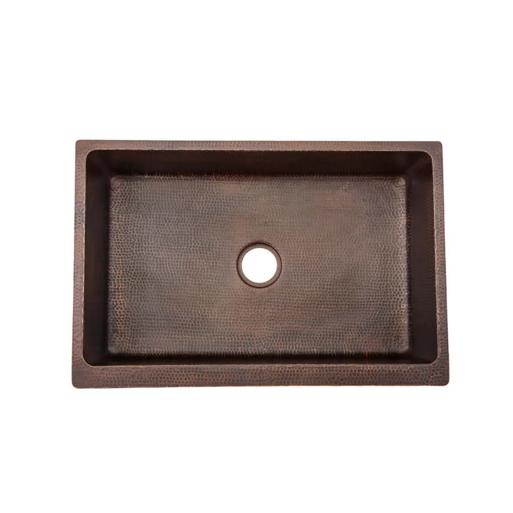 Premier Copper Products 30" Hammered Copper Kitchen Apron Single Basin Farmhouse Sink w/ Barrel Strap Design with Matching Drain and Accessories, Oil Rubbed Bronze, KSP3_KASDB30229BS