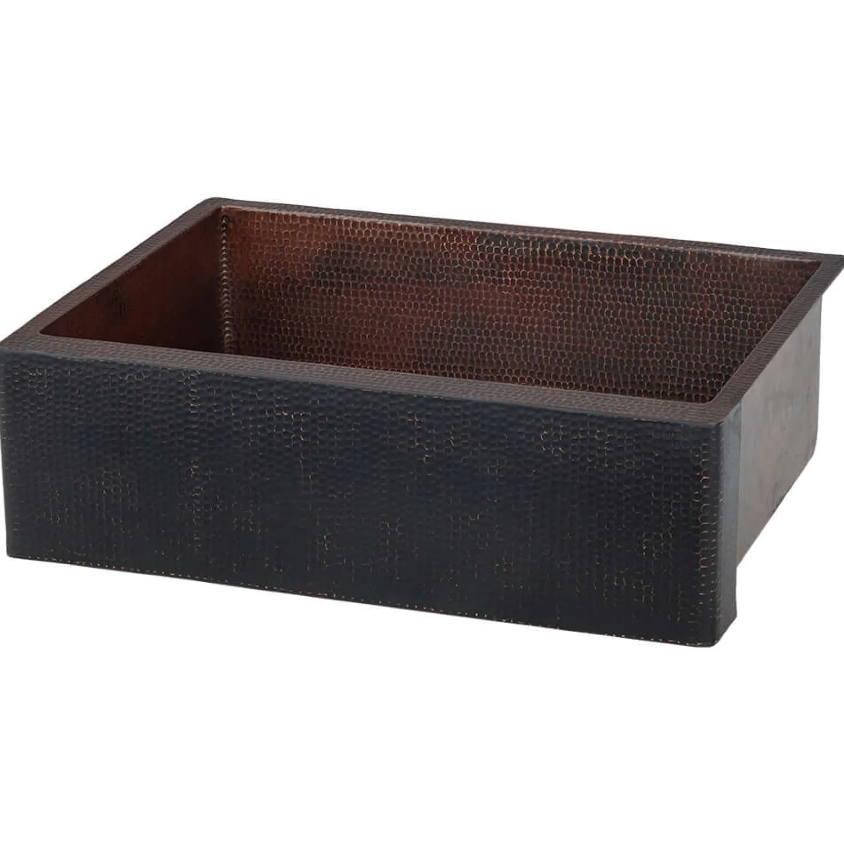 Premier Copper Products 30" Hammered Copper Farmhouse Sink, Glazed Black, 14 Gauge, KASBLK30229