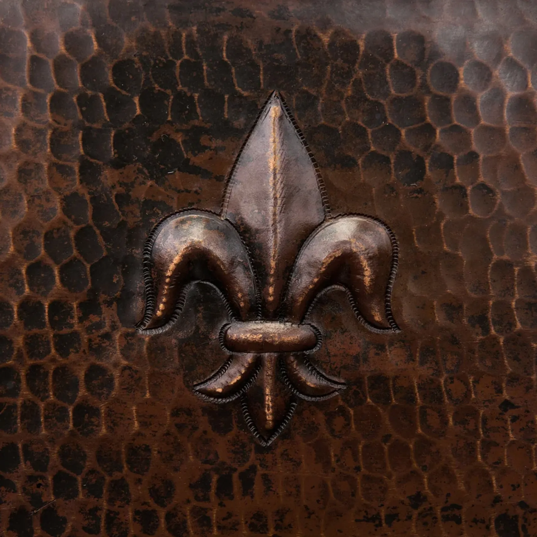 Premier Copper Products 15" Square Fleur De Lis Copper Bar/Prep Sink w/ 3.5" Drain Opening, Matching Drain and Accessories, Oil Rubbed Bronze, BSP5_BS15FDB3-G