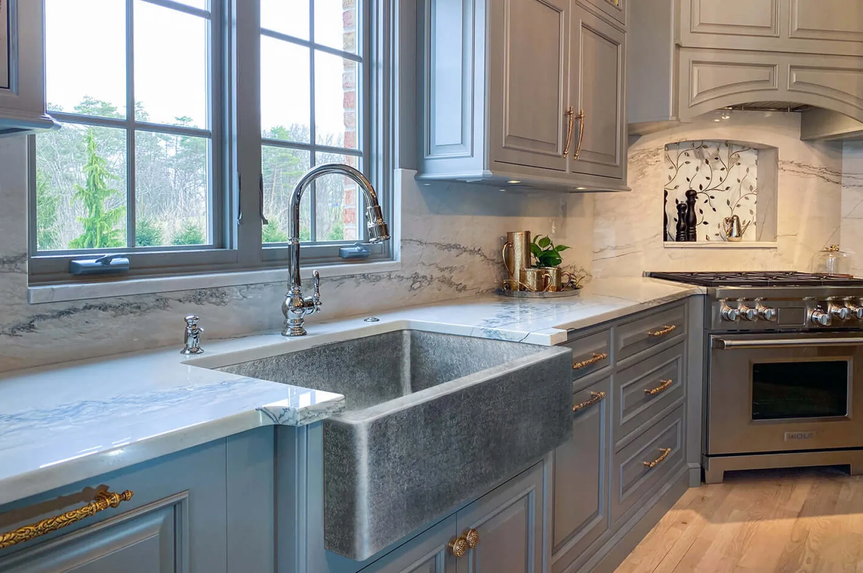 Premier Copper Products 33" Terra Firma Copper Farmhouse Sink, Nickel, 10 Gauge, TFKASEN332210