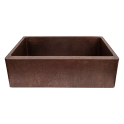 Premier Copper Products 33" Terra Firma Copper Farmhouse Sink, Dark Brown, 10 Gauge, TFKASDB332210