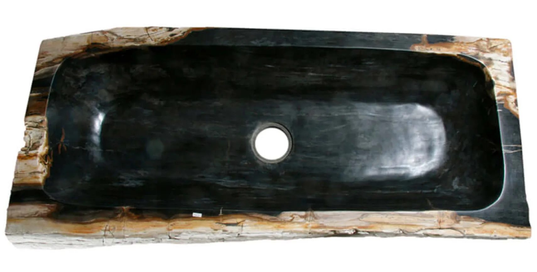 48" Rare Petrified Wood Farmhouse Kitchen Sink, Black