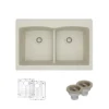 Rene 33" Composite Granite Kitchen Sink, 50/50 Double Bowl, Concrete, R3-2007-CON-ST-CGS