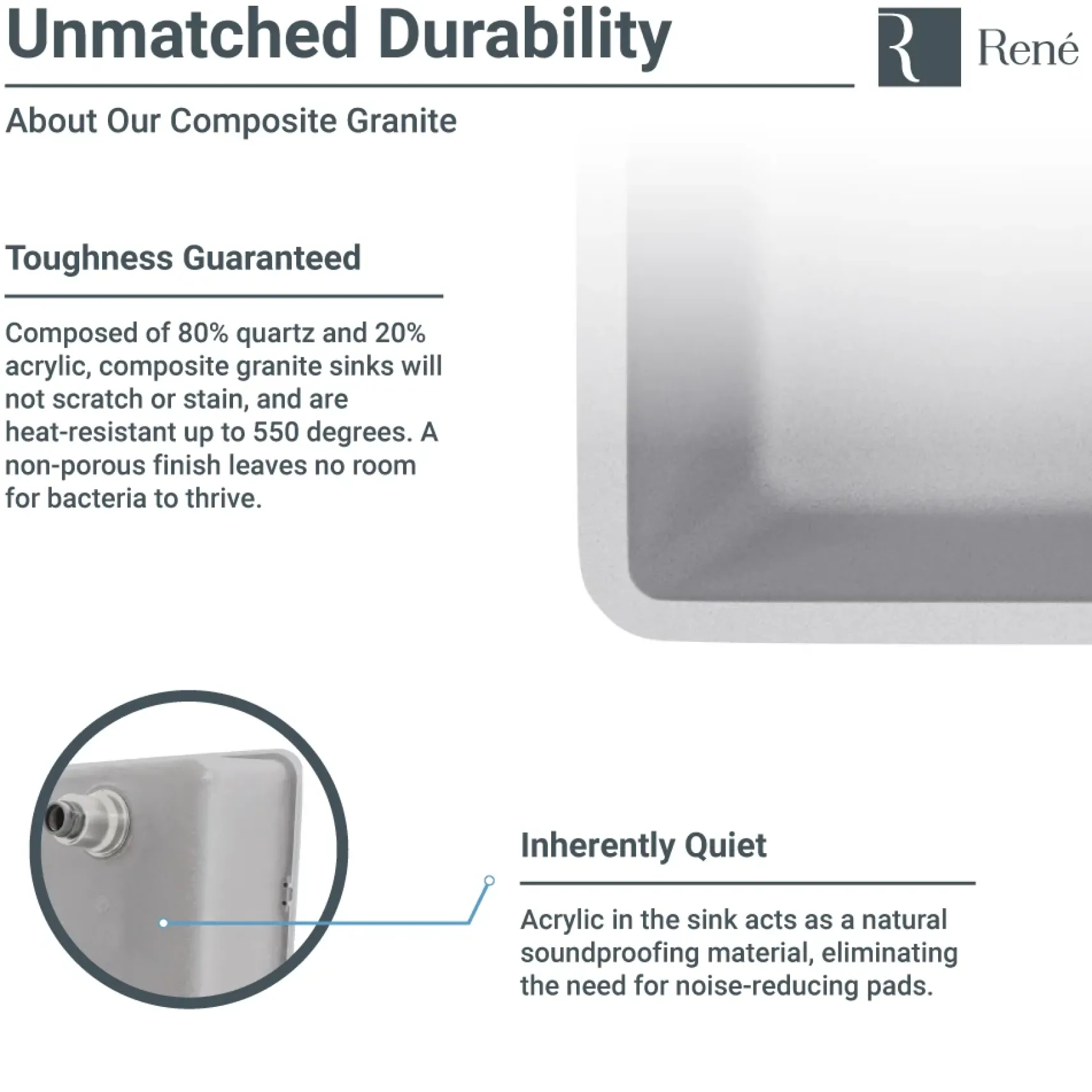 Rene 33" Composite Granite Kitchen Sink, 50/50 Double Bowl, Pewter, R3-1002-PWT-ST-CGF