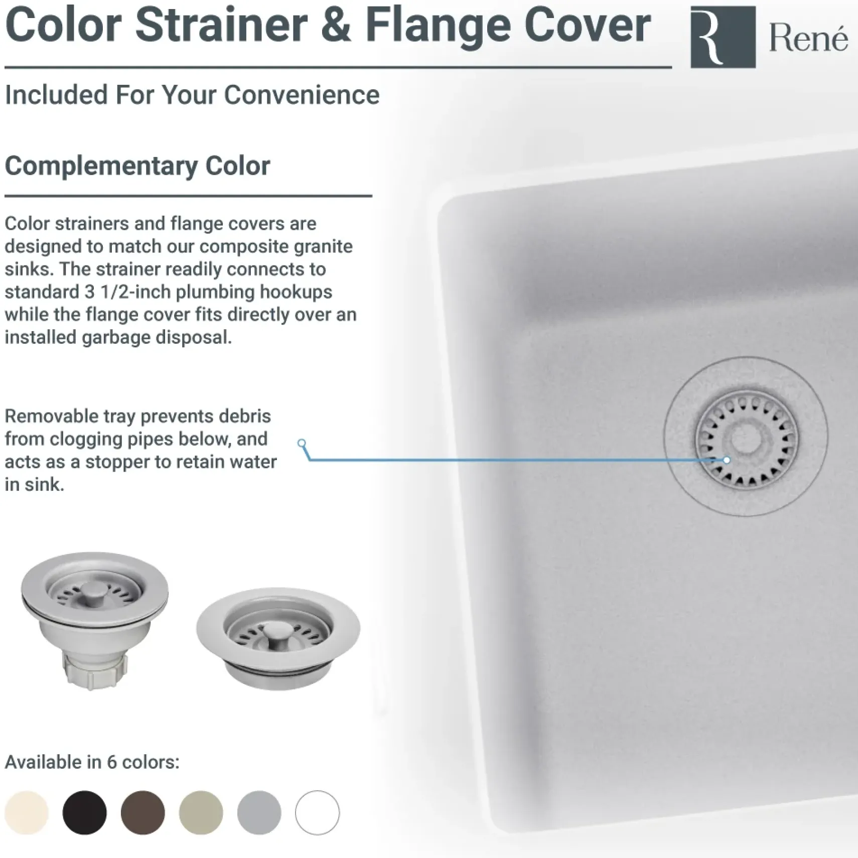 Rene 33" Composite Granite Kitchen Sink, 50/50 Double Bowl, Pewter, R3-1002-PWT-ST-CGF