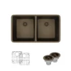 Rene 33" Composite Granite Kitchen Sink, 50/50 Double Bowl, Umber, R3-1002-UMB-ST-CGS