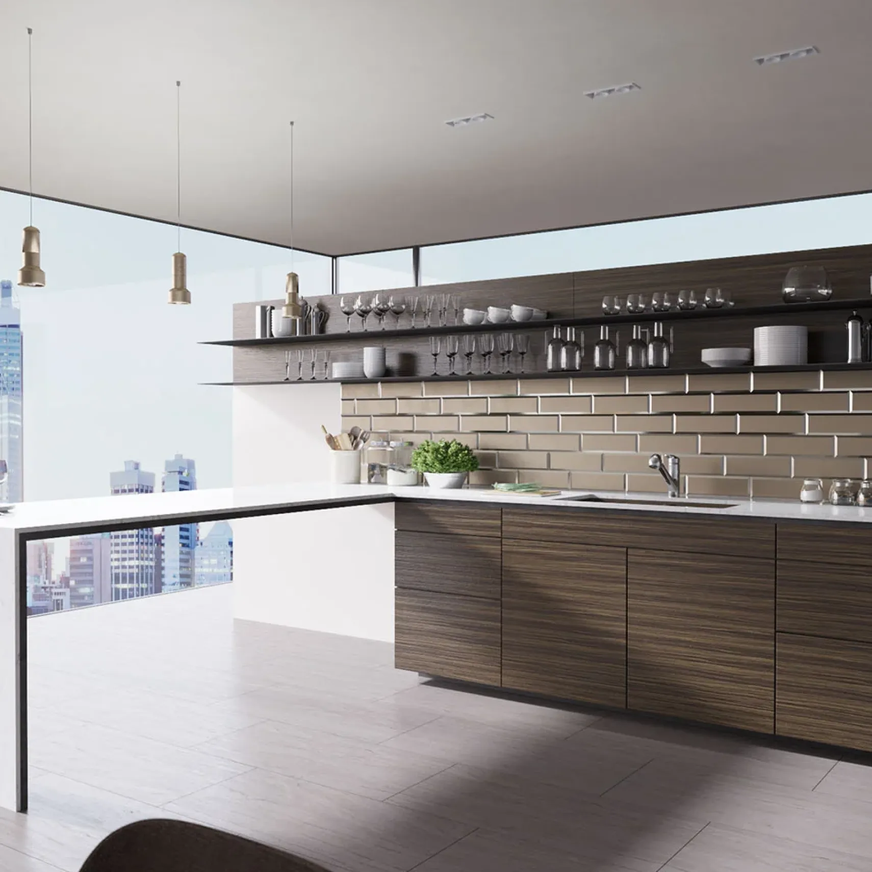 Rene 33" Composite Granite Kitchen Sink, 50/50 Double Bowl, Umber, R3-1002-UMB-ST-CGS