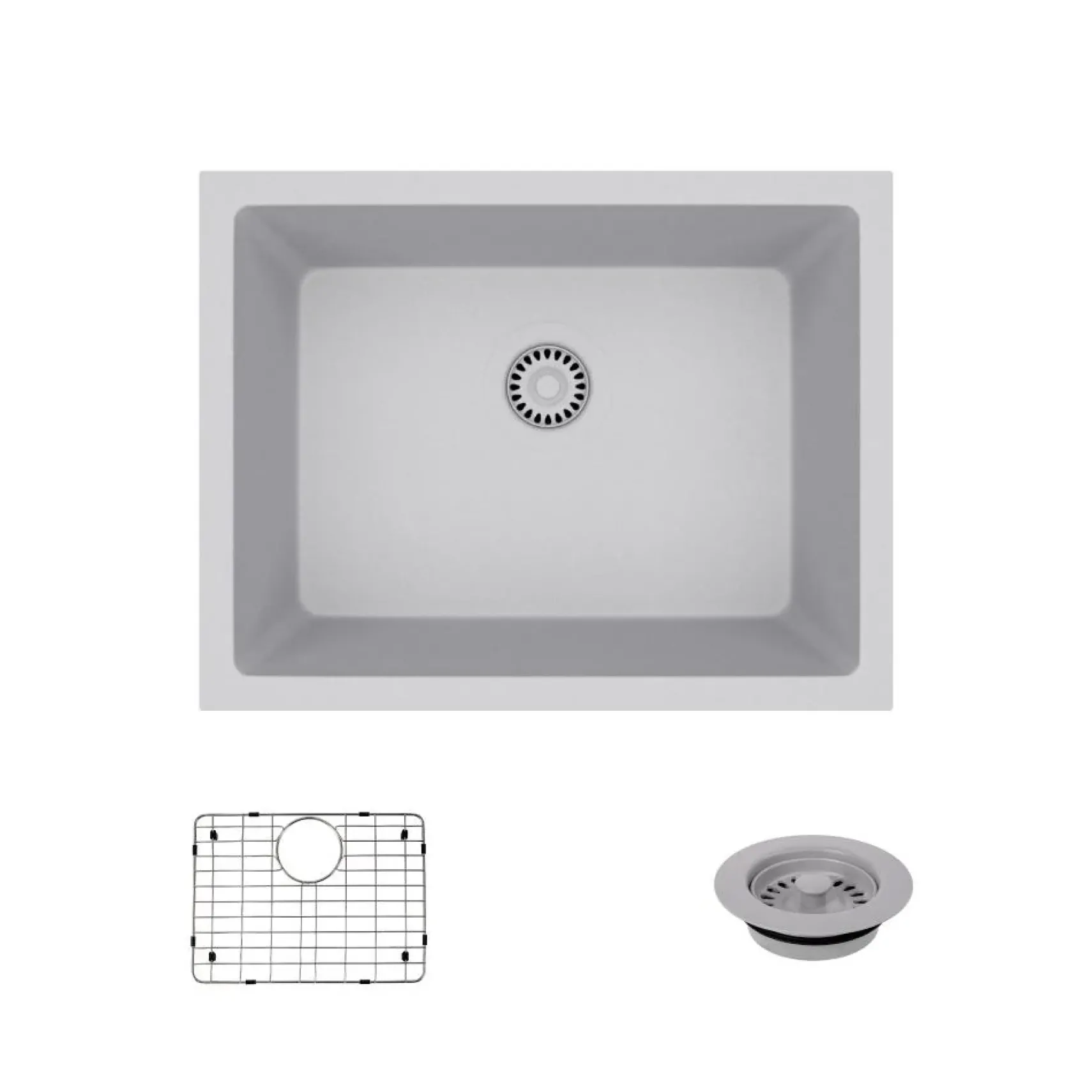 Rene 22" Composite Granite Kitchen Sink, Pewter, R3-1004-PWT-ST-CGF