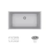 Rene 33" Composite Granite Kitchen Sink, Pewter, R3-1006-PWT-ST-CGS