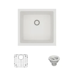Rene 18" Composite Granite Kitchen Sink, Ivory, R3-1003-IVR-ST-CGS