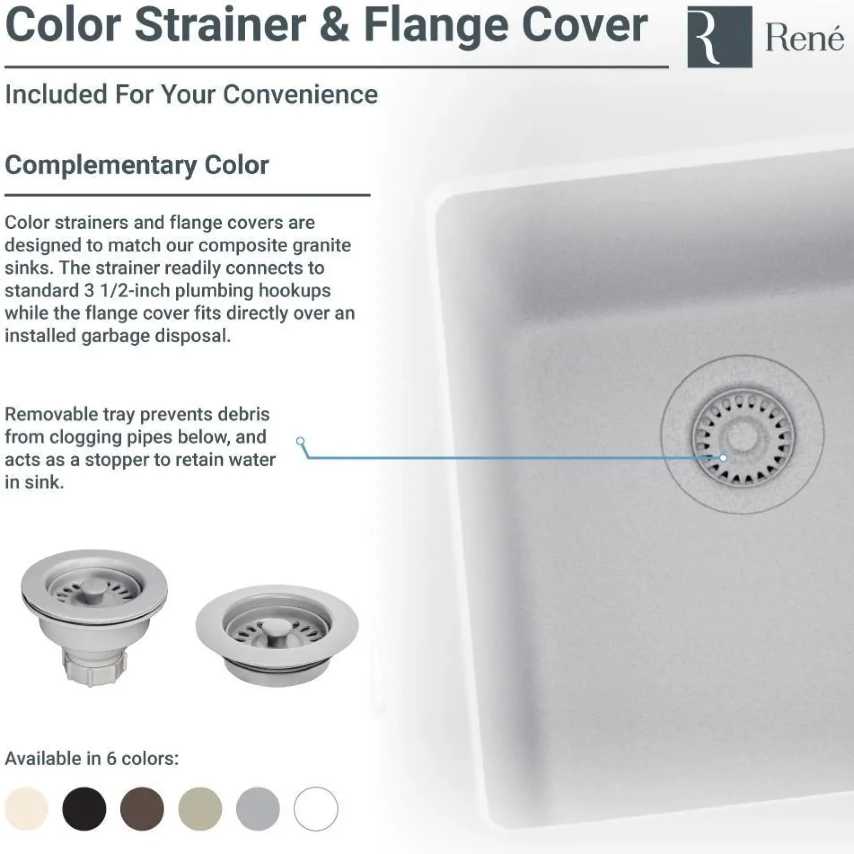Rene 33" Composite Granite Kitchen Sink, 60/40 Double Bowl, Pewter, R3-2001-PWT-ST-CGF
