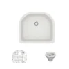 Rene 25" Composite Granite Kitchen Sink, Ivory, R3-1005-IVR-ST-CGS