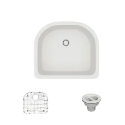 Rene 25" Composite Granite Kitchen Sink, Ivory, R3-1005-IVR-ST-CGS
