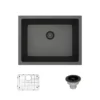 Rene 22" Composite Granite Kitchen Sink, Carbon, R3-1004-CAR-ST-CGS