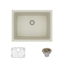 Rene 22" Composite Granite Kitchen Sink, Concrete, R3-1004-CON-ST-CGS